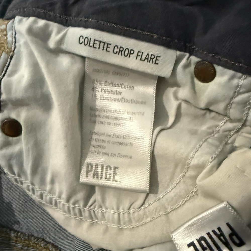 PAIGE Womens Colette Crop Flare Raw Hem Blue Jeans Size 26 - Picture 6 of 7
